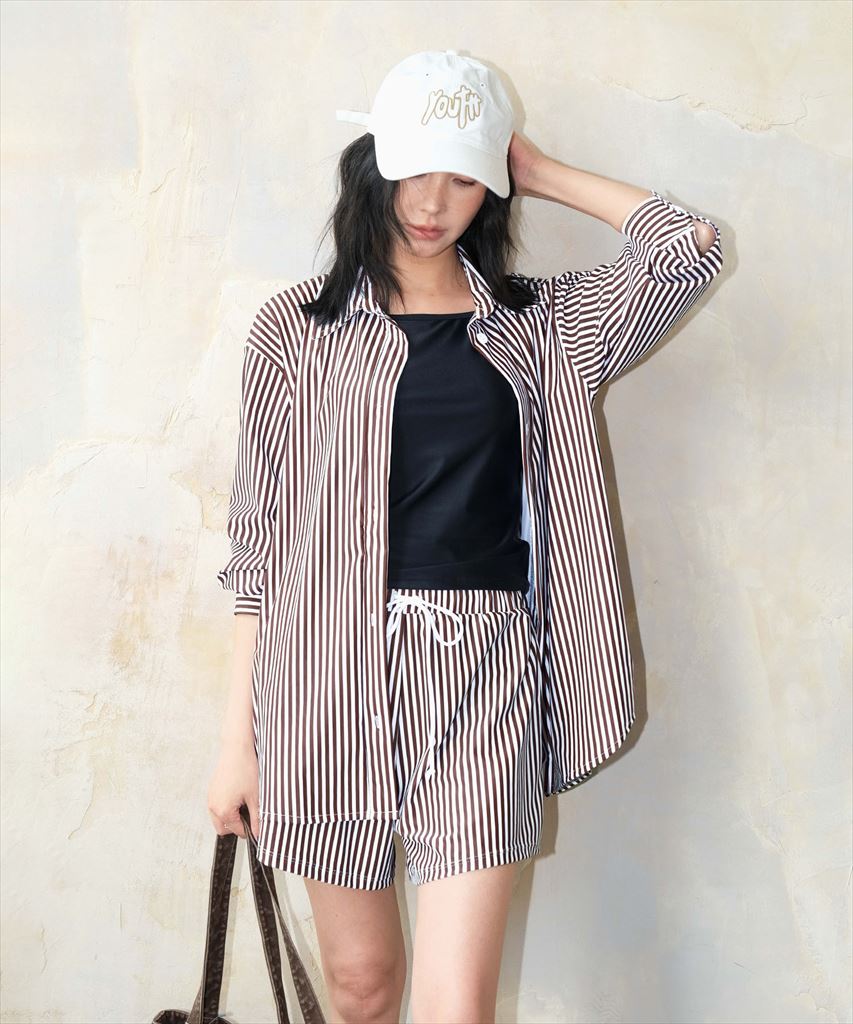 【UVカット】水着 レディース 体型カバー シャツ ラッシュガード 2点セット UPF50+ uvカット 水陸両用 セットアップ セパレート uvシャツ