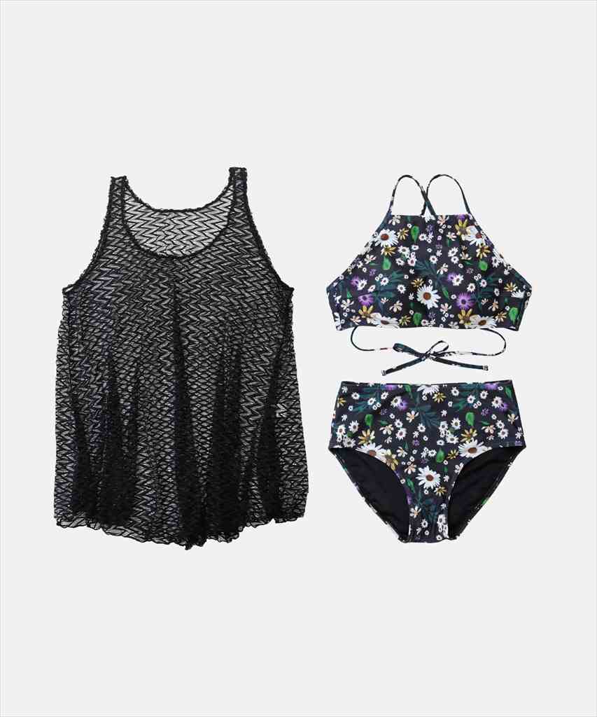 メッシュトップス 付き ハイネック ビキニ 水着