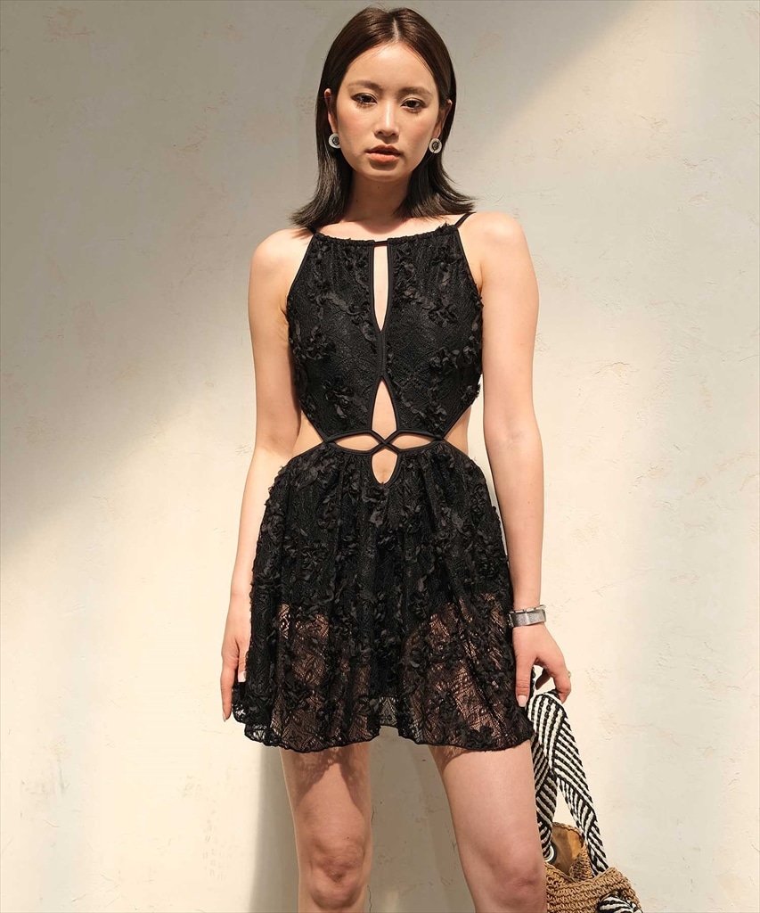 デザインカッティング レース ワンピース水着