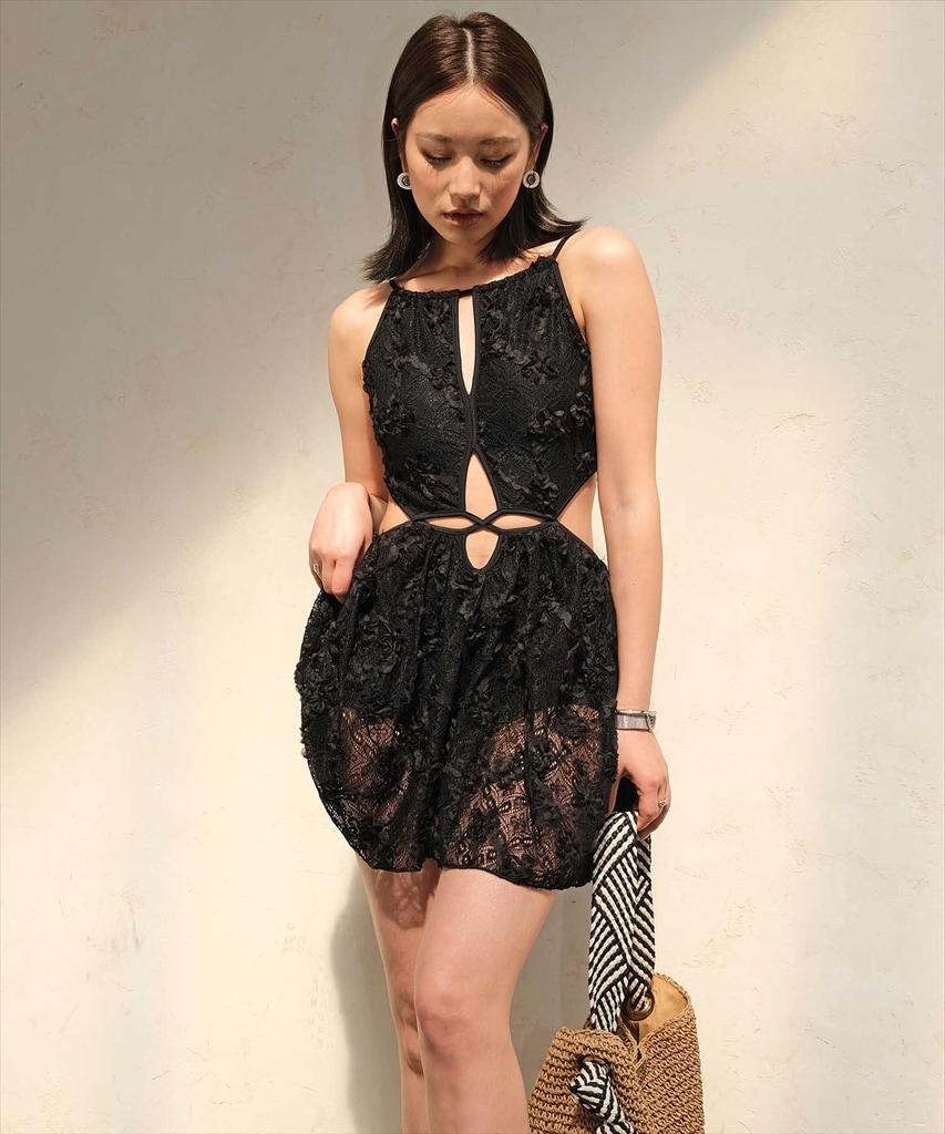 デザインカッティング レース ワンピース水着