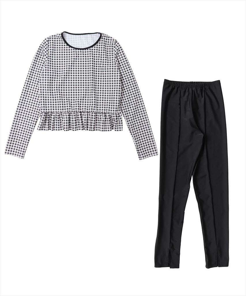 【UVカット】水着 レディース 体型カバー ラッシュガード 2点セット UPF50+ uvカット フィットネス 水陸両用 レギンス 付き セットアップ セパレート