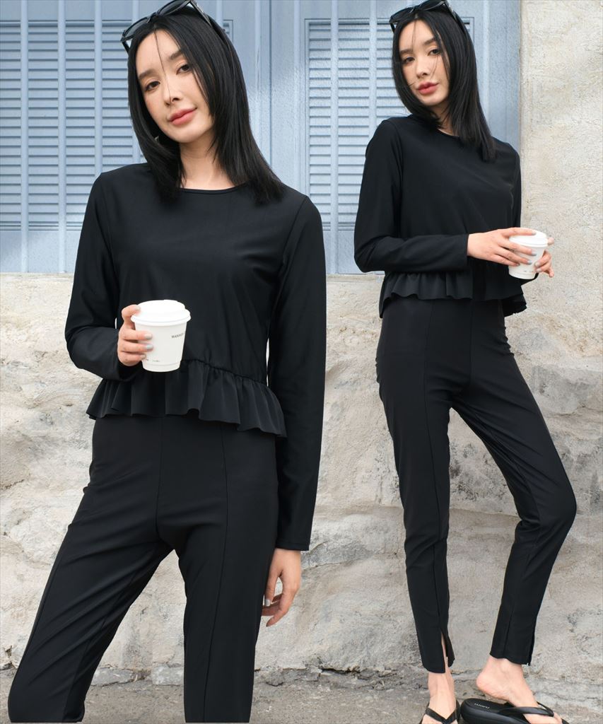 【UVカット】水着 レディース 体型カバー ラッシュガード 2点セット UPF50+ uvカット フィットネス 水陸両用 レギンス 付き セットアップ セパレート