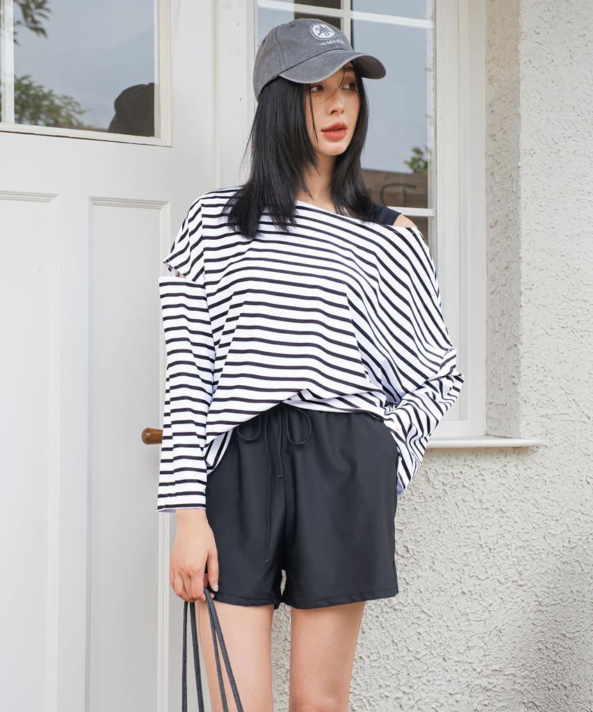 【UVカット】水着 レディース 体型カバー ラッシュガード 5点セット
