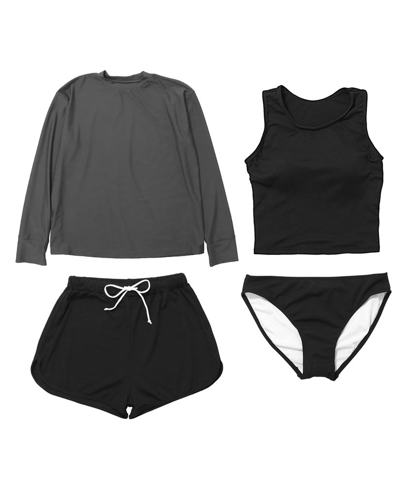 【UVカット】水着 レディース 体型カバー ラッシュガード 4点セット uvカット セットアップ