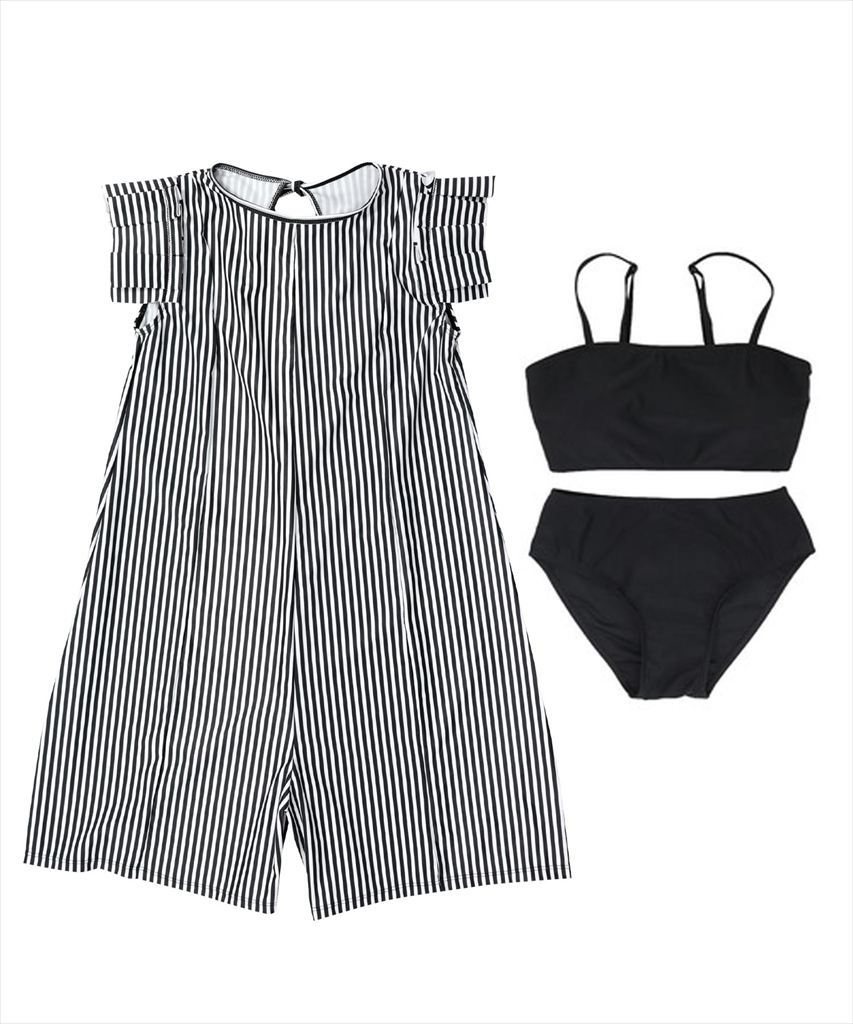 体型カバー フリル ロンパース付き セットアップ ビキニ 水着 サウナ 温泉