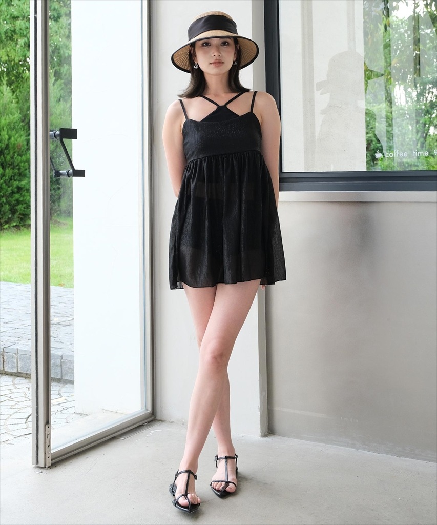 ワンピース 付き ホルターネック ビキニ 体型カバー 水着 セットアップ