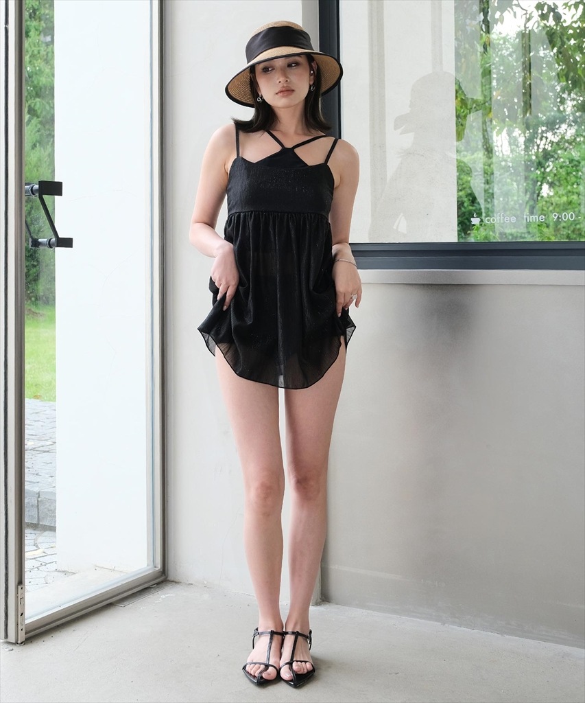 ワンピース 付き ホルターネック ビキニ 体型カバー 水着 セットアップ