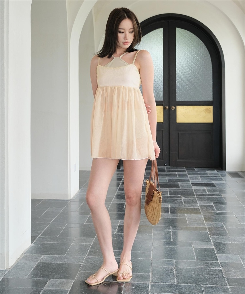 ワンピース 付き ホルターネック ビキニ 体型カバー 水着 セットアップ