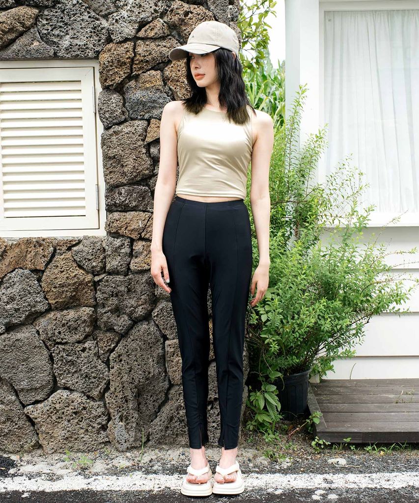 【UVカット】水着 レディース 体型カバー 大人カジュアル レギンス付き タンキニ 4点セット