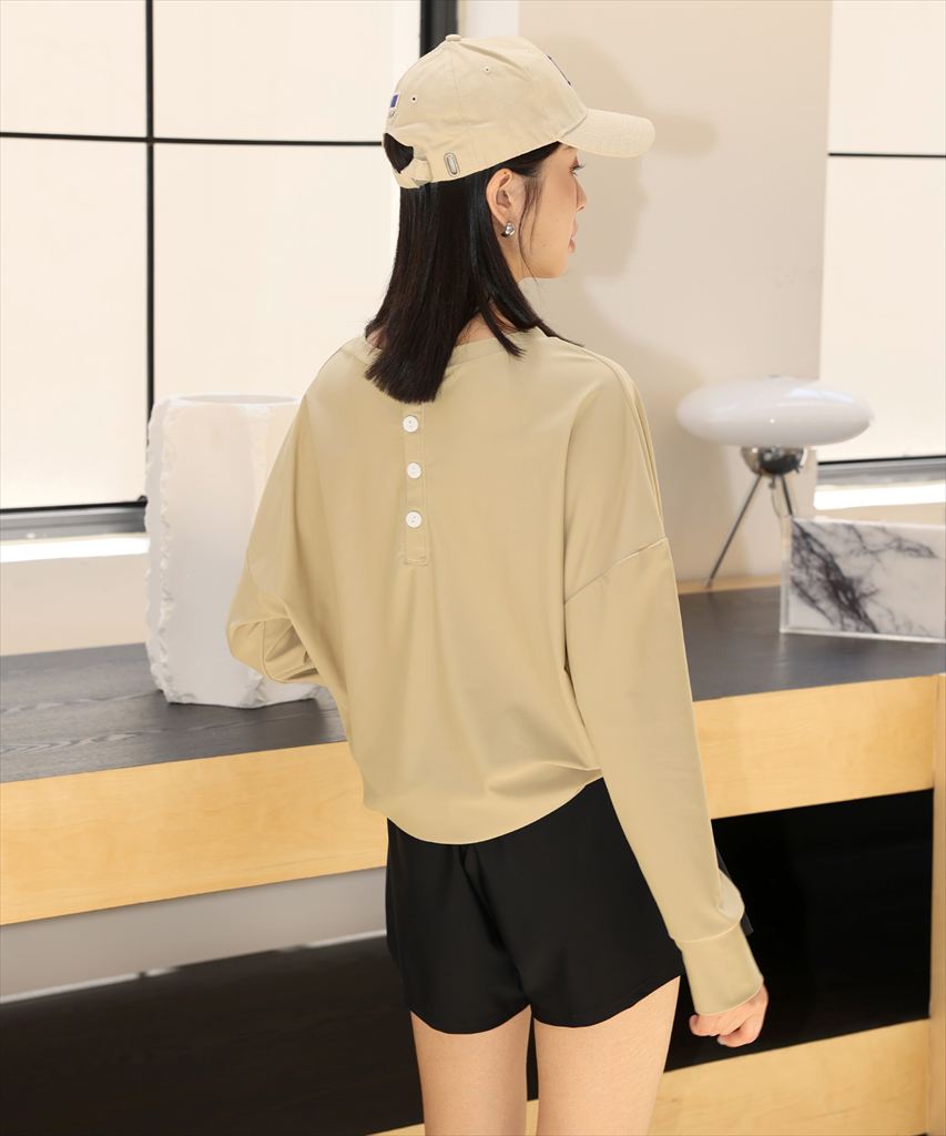 【UVカット】水着 レディース 体型カバー ヘンリーネック ラッシュガード 長袖