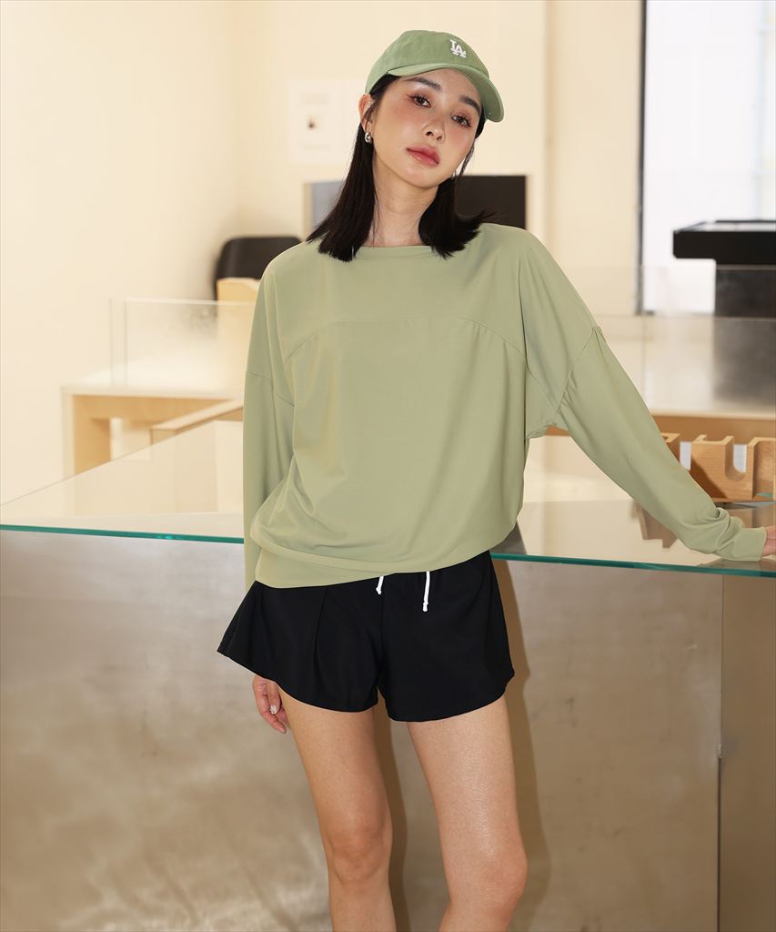 【UVカット】水着 レディース 体型カバー ヘンリーネック ラッシュガード 長袖