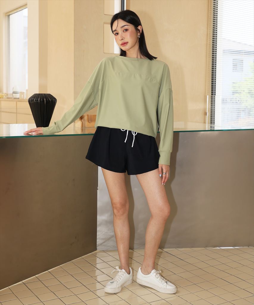 【UVカット】水着 レディース 体型カバー ヘンリーネック ラッシュガード 長袖