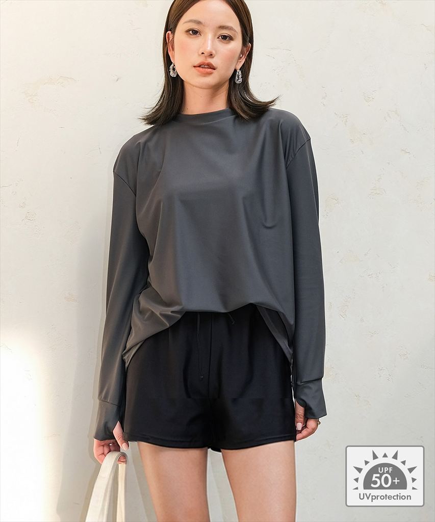 【UVカット】水着 レディース 体型カバー ラッシュガード 2点セット 
