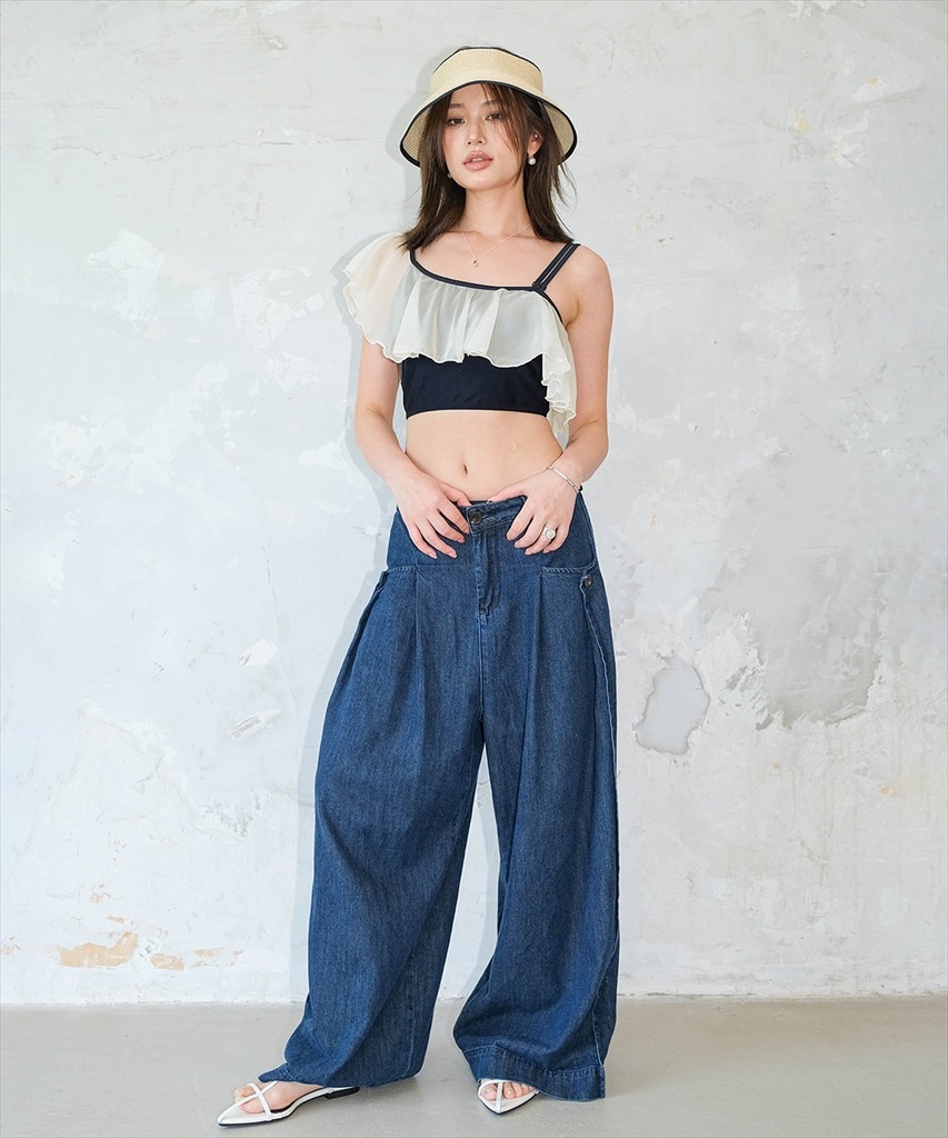 ワンショルダー フリル ビキニ 水着 セットアップ