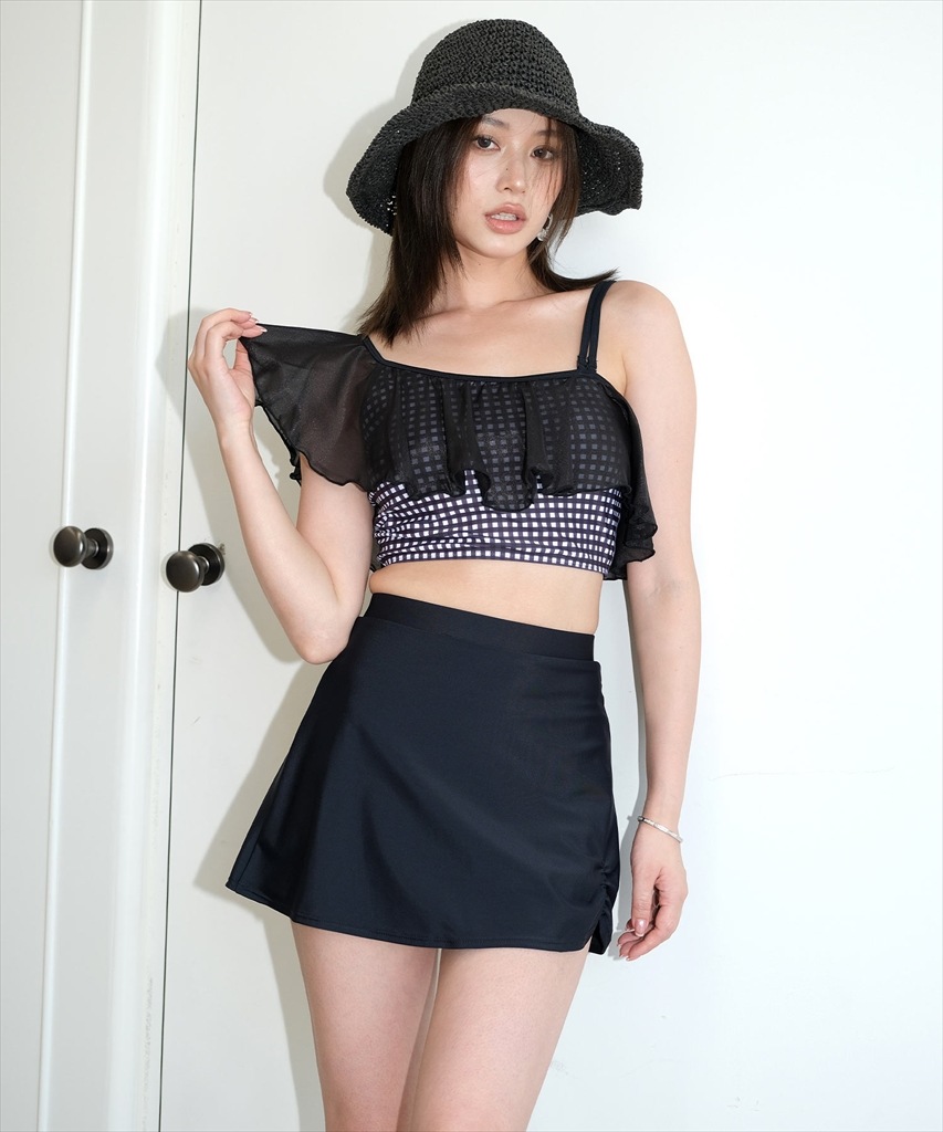 ワンショルダー フリル ビキニ 水着 セットアップ