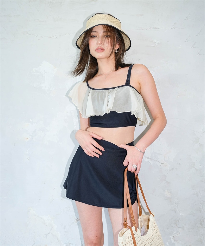 ワンショルダー フリル ビキニ 水着 セットアップ