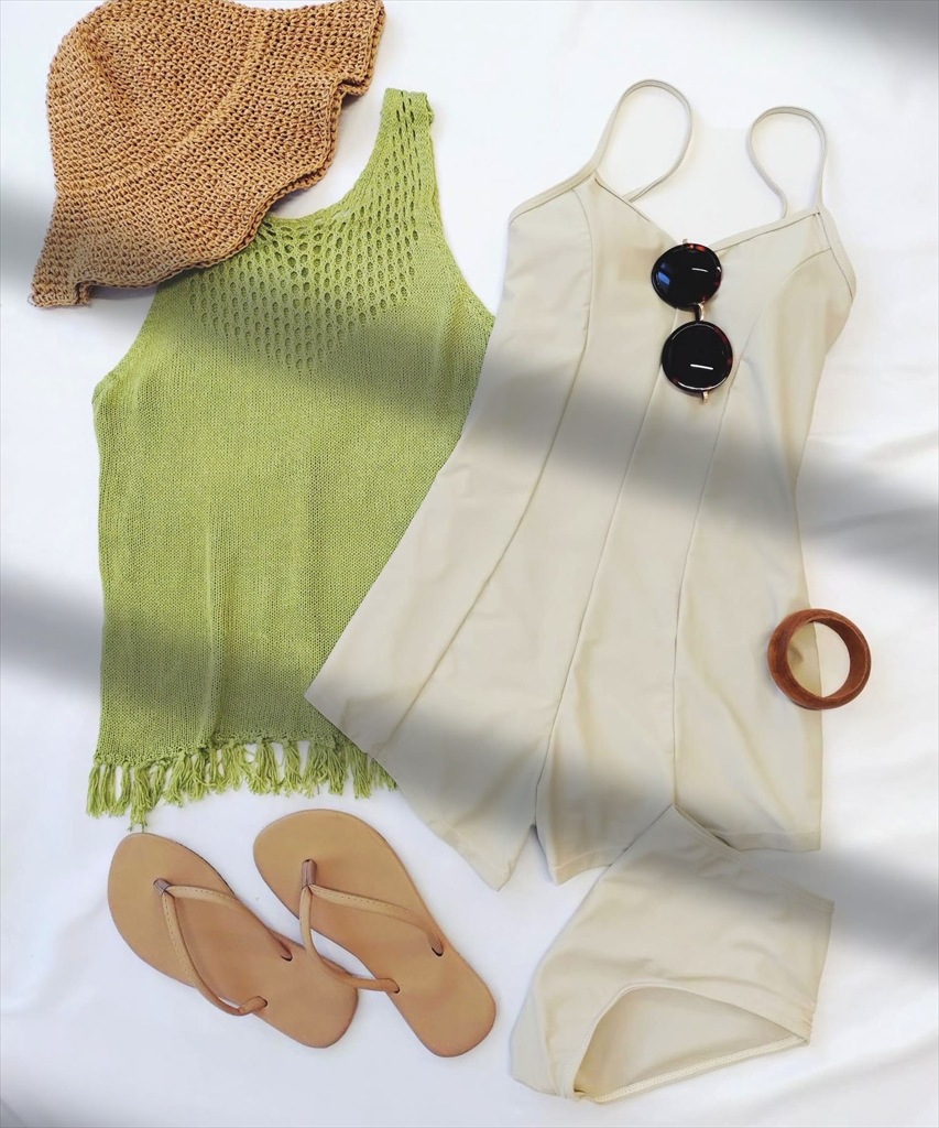 ニットトップス 付き ロンパース 水着 セットアップ 体型カバー サウナ 温泉