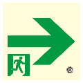 【通路用】高輝度畜光式避難通路誘導標識　（右矢印）硬質樹脂製正方形小 HLS-14