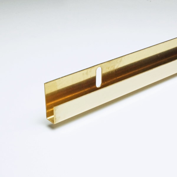 真鍮片長チャンネル 鏡用 ミラー枠（穴明） 8mmx2000mm ゴールド #400研磨仕上