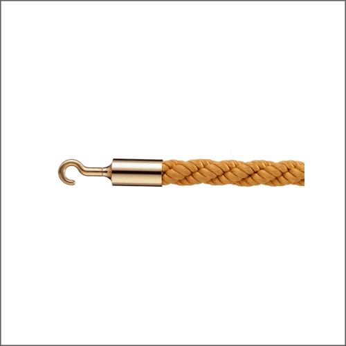 パーテーションロープ 誘導ロープ 25SG イエロー Ｌ1200mm Sフック（ゴールド）