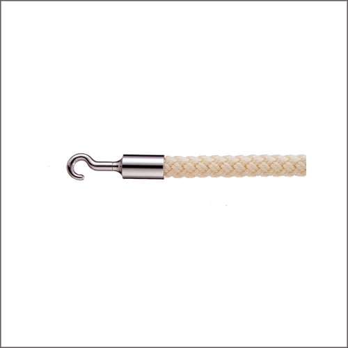 パーテーションロープ 誘導ロープ 20SC ホワイト Ｌ1200mm Sフック（クローム）