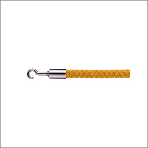パーテーションロープ 誘導ロープ 20SC イエロー Ｌ1200mm Sフック（クローム）