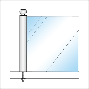 ガラススクリーンポール（ブースバー） Sタイプ 一方 38mm x L250mm ボール頭 インロー固定 ゴールド ガラススクリーンポール（チャンネルポール） Sタイプ 一方 50mm x