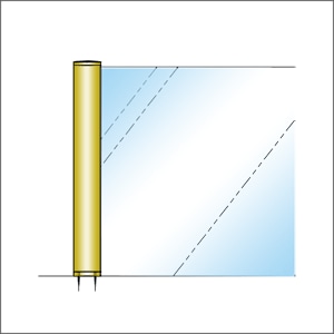ガラススクリーンポール（ブースバー） Pタイプ 平二方 32mm x L300mm 平頭 インロー固定 ゴールド