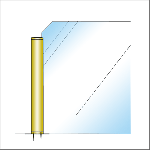 ガラススクリーンポール（ブースバー） Pタイプ 平二方 32mm x L300mm キリコミ平頭 インロー固定 ゴールド