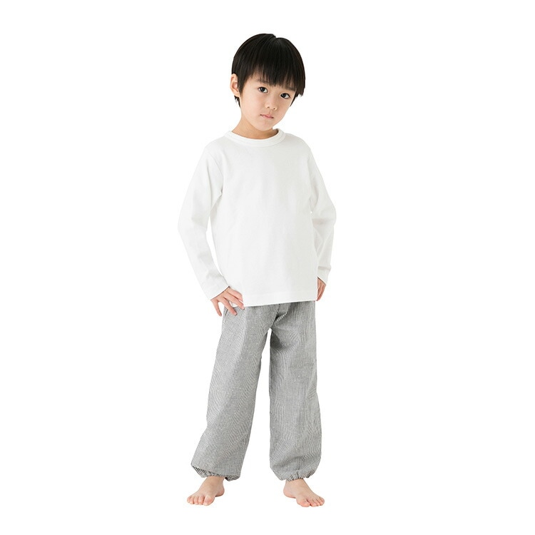 子供用もんぺ ストライプ ヒッコリー調  紬織 子供用もんぺ 男の子 女の子＜100～140サイズ＞ 日本製 久留米産 キッズ パンツ ズボン 部屋着 保育園 幼稚園 行事 虫取り 芋掘り