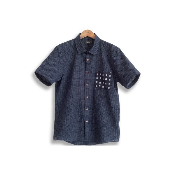 日本製久留米ちぢみ織半袖ドビー織ポケットシャツ【ギフトボックス入り】