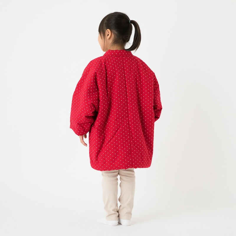 日本製 久留米織 子供用 綿入れはんてん【120～140サイズ】ドビー織 豆四角柄 男の子 女の子