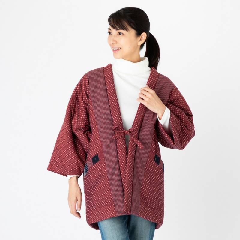 綿入れはんてん 女性用 ドビー織 あられ柄 フリーサイズ プレゼント 日本製