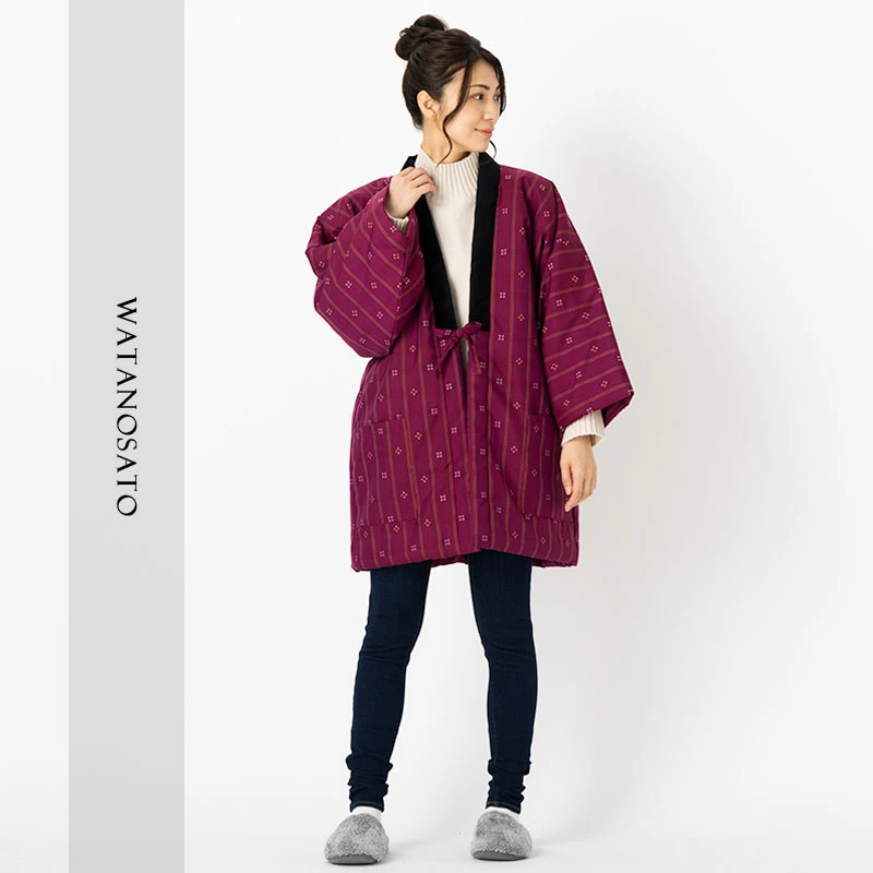 手詰め 綿入れはんてん 女性用 ドビー織 A／E交織 大判サイズ プレゼント 日本製