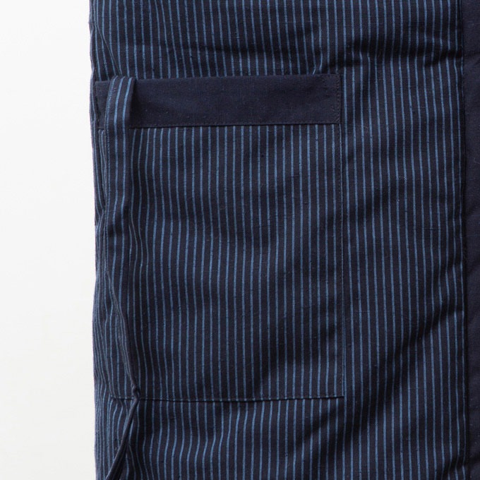 綿入れはんてん 男性用 前合わせ兼用 紬織かつお縞 大判(LL)サイズ プレゼント 日本製