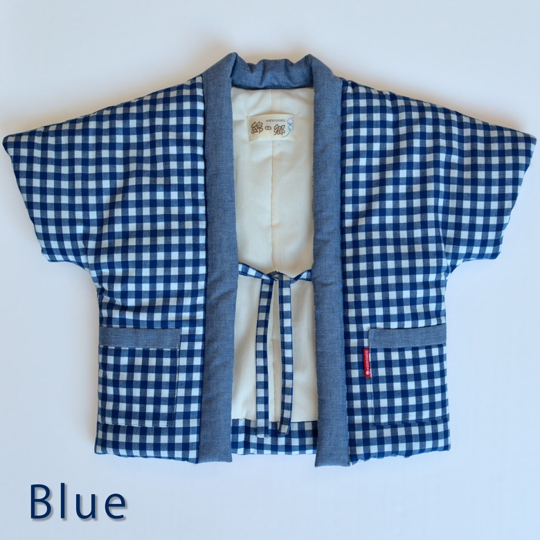 綿入れはんてん 子供用 ギンガムチェック柄 リメイク版 90 100 110 サイズ プレゼント 日本製