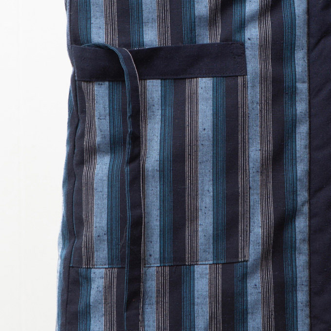 綿入れはんてん 男性用 前合わせ兼用 紬織 かつお縞 フリーサイズ プレゼント 日本製