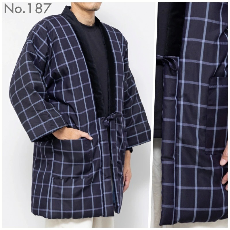 手詰め 綿入れはんてん 男性用 ドビー織 アクリル 大判サイズ プレゼント 日本製