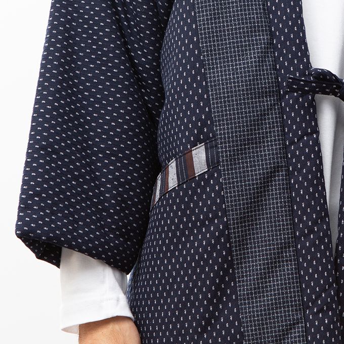 綿入れはんてん 男性用 ドビー織 あられ柄 フリーサイズ 大判(LL)サイズ プレゼント 日本製