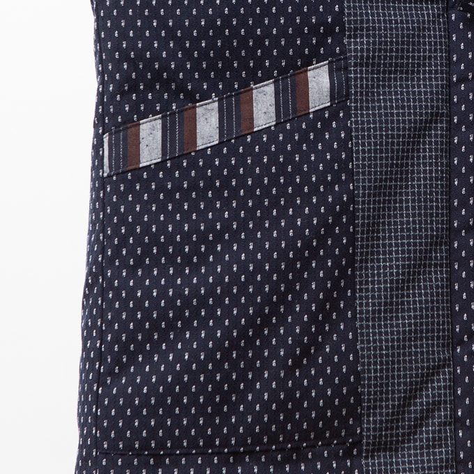 綿入れはんてん 男性用 ドビー織 あられ柄 フリーサイズ 大判(LL)サイズ プレゼント 日本製