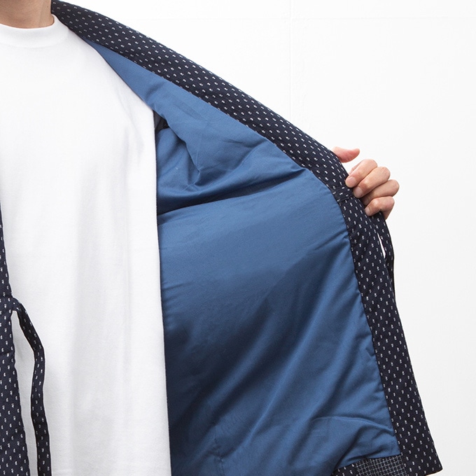 綿入れはんてん 男性用 ドビー織 あられ柄 フリーサイズ 大判(LL)サイズ プレゼント 日本製