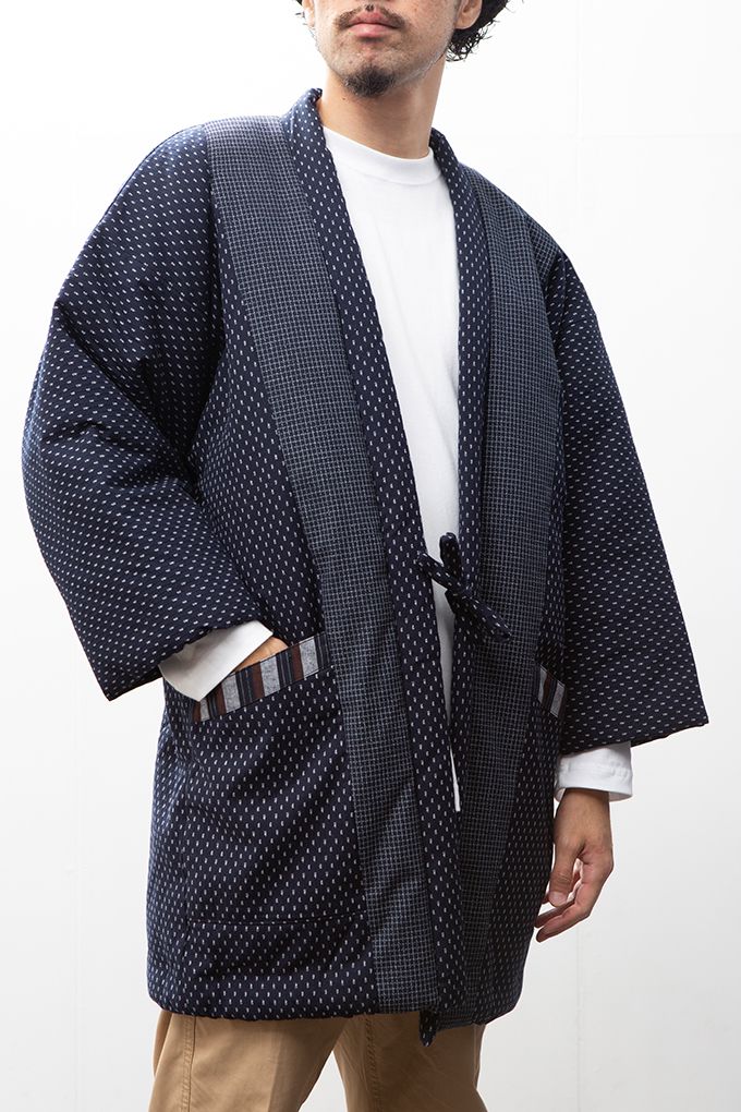 綿入れはんてん 男性用 ドビー織 あられ柄 フリーサイズ 大判(LL)サイズ プレゼント 日本製