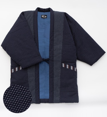 綿入れはんてん 男性用 ドビー織 あられ柄 フリーサイズ 大判(LL)サイズ プレゼント 日本製