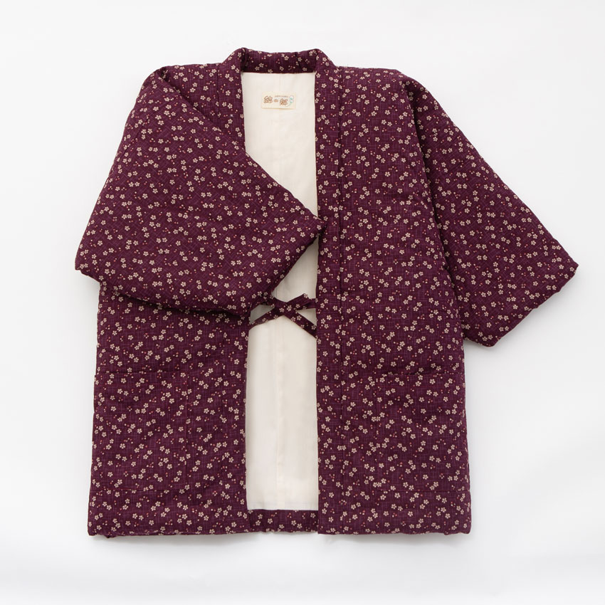 綿入れはんてん 女性用 小紋 小花柄 フリーサイズ プレゼント 日本製