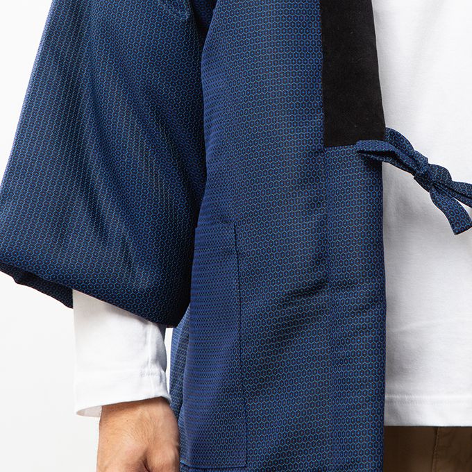 綿入れはんてん 男性用 長寿象徴の縁起が良い亀甲柄 大判(LL)サイズ プレゼント 日本製