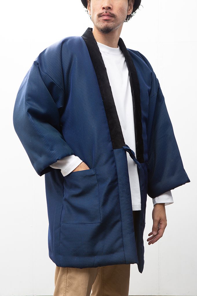 綿入れはんてん 男性用 長寿象徴の縁起が良い亀甲柄 大判(LL)サイズ プレゼント 日本製