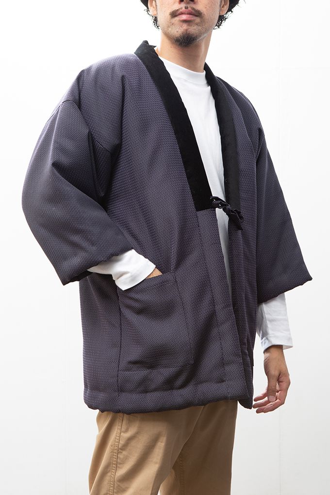 綿入れはんてん 男性用 長寿象徴の縁起が良い亀甲柄 フリーサイズ プレゼント 日本製