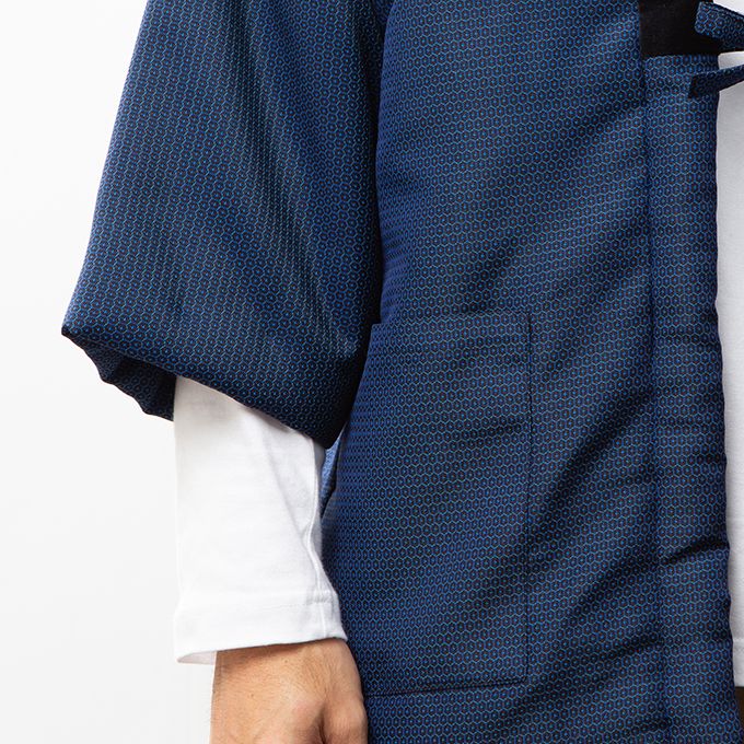 綿入れはんてん 男性用 長寿象徴の縁起が良い亀甲柄 フリーサイズ プレゼント 日本製