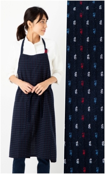 ドビー織 カフェスタイル エプロン キッチン レディース メンズ シンプル ナチュラル 前掛け ロング丈 古民家 レストラン ワークエプロン 男女兼用 作業着 ユニフォーム 絣柄 母の日 エプロン長さ 調節自由 日本製 久留米産
