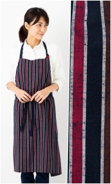 ドビー織 カフェスタイル エプロン キッチン レディース メンズ シンプル ナチュラル 前掛け ロング丈 古民家 レストラン ワークエプロン 男女兼用 作業着 ユニフォーム 絣柄 母の日 エプロン長さ 調節自由 日本製 久留米産